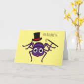 Cute spin in bovenste hoed cartoon kaart (Gele Bloem)