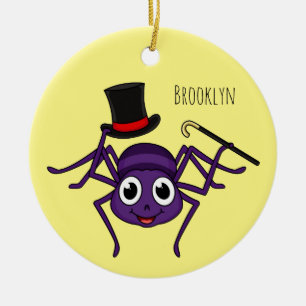 Cute spin in bovenste hoed cartoon keramisch ornament