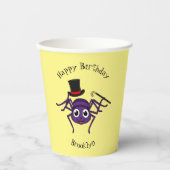 Cute spin in bovenste hoed cartoon papieren bekers (Voorkant)