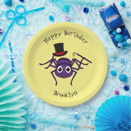 Cute spin in bovenste hoed cartoon papieren bordje (Feest)