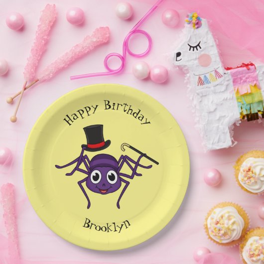 Cute spin in bovenste hoed cartoon papieren bordje (Feest)