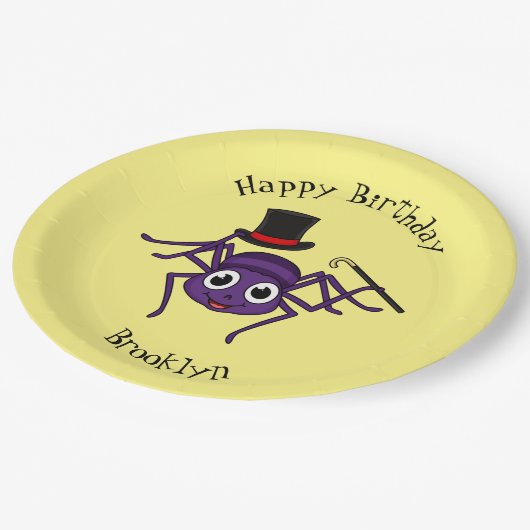 Cute spin in bovenste hoed cartoon papieren bordje (Gekanteld)