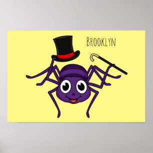 Cute spin in bovenste hoed cartoon poster