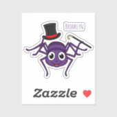 Cute spin in bovenste hoed cartoon sticker (Vel)