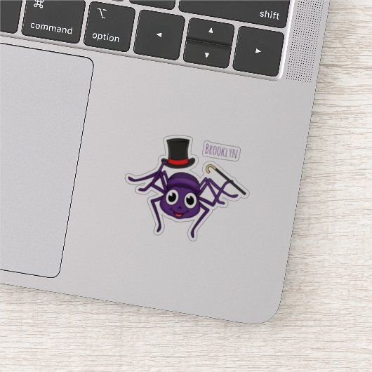 Cute spin in bovenste hoed cartoon sticker (Detail)