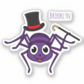 Cute spin in bovenste hoed cartoon sticker (Voorkant)