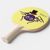 Cute spin in bovenste hoed cartoon tafeltennisbatje (Voorkant Gekanteld)