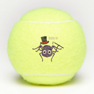 Cute spin in bovenste hoed cartoon tennisballen