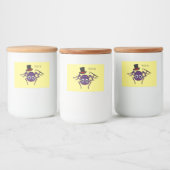 Cute spin in bovenste hoed cartoon voedselcontainer etiket (Flessen)