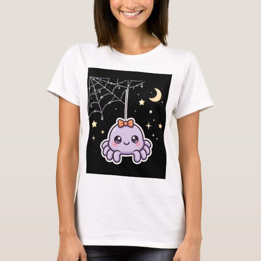 Cute Spin op Glanzende Web T-Shirt (Voorkant)