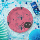 Cute spin & raspberry roze spinweb gepatterd papieren bordje (Feest)