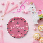 Cute spin & raspberry roze spinweb gepatterd papieren bordje (Feest)