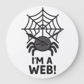 Cute Spin Sticker 🕷️✨ | Cartoon Webplezier" Grote Klok (Voorkant)