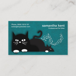 Cute Spinnende katten Elegant Cyan Grunge Pet Sitt Visitekaartje