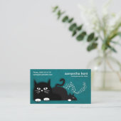 Cute Spinnende katten Elegant Cyan Grunge Pet Sitt Visitekaartje (Staand voorkant)