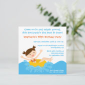 Cute splash girl-uitnodiging kaart (Staand voorkant)