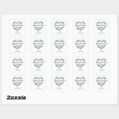 Cute Splendid Blue Shades Floral Valentine's Day Vierkante Sticker (Vel)