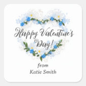 Cute Splendid Blue Shades Floral Valentine's Day Vierkante Sticker (Voorkant)