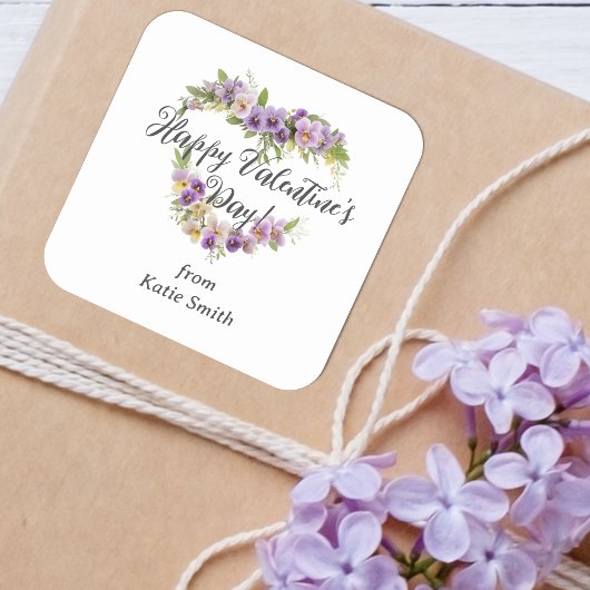 Cute Splendid Purple Shades Floral Valentine's Day Vierkante Sticker