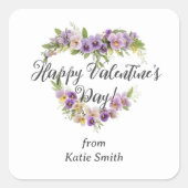 Cute Splendid Purple Shades Floral Valentine's Day Vierkante Sticker (Voorkant)