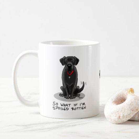 Cute Spoiled Rotten Black Labrador Retriever Dog Koffiemok (Met donut)
