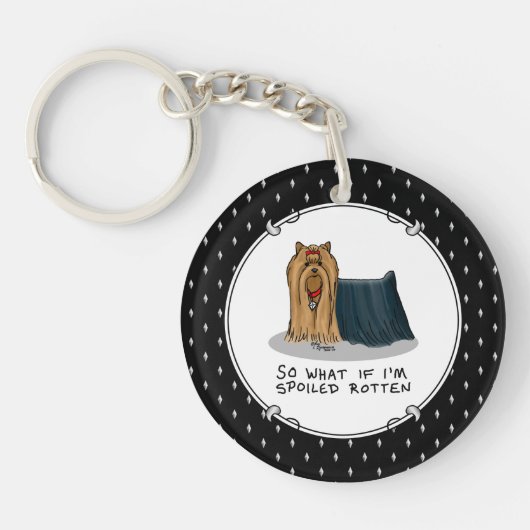 Cute Spoiled Rotten Yorkshire Terrier (Yorkie) Sleutelhanger (Voorkant)