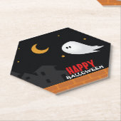Cute spook die 's nachts op straat rondzwerft kartonnen onderzetters (Schuin)
