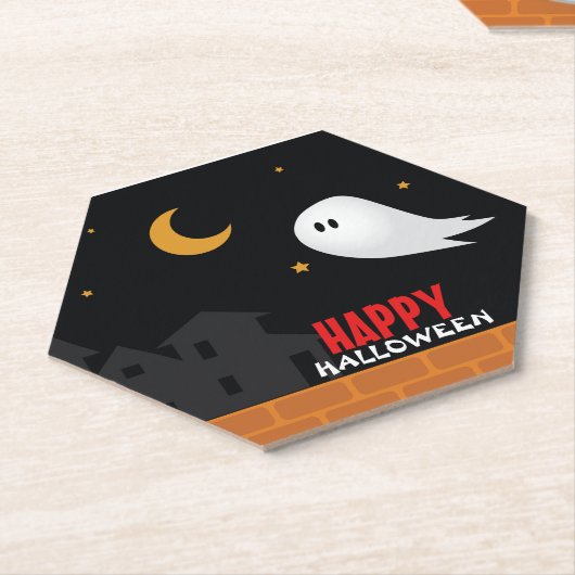 Cute spook die 's nachts op straat rondzwerft kartonnen onderzetters (Schuin)