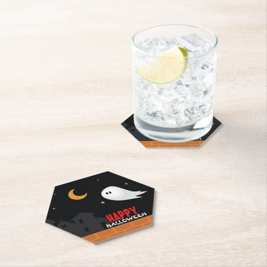 Cute spook die 's nachts op straat rondzwerft kartonnen onderzetters (Insitu)