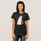 Cute spook met snoepzak gepersonaliseerd T-shirt (Voorkant volledig)