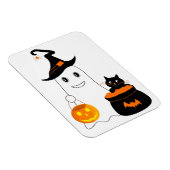 Cute spook met zwarte kat viert halloween magneet (Rechterzijde)