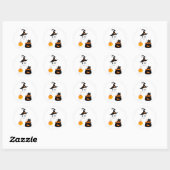 Cute spook met zwarte kat viert halloween ronde sticker (Vel)