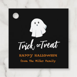 Cute spook Trick or treat Black square Favor tags Bedankjes Labels