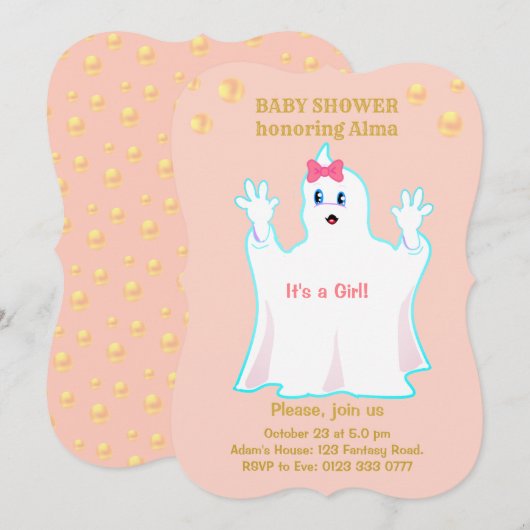 Cute spook-uitnodiging voor babyfeestje kaart (Voorkant / Achterkant)