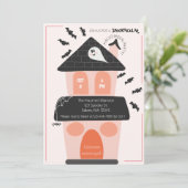 Cute spookhuis kids Halloween feestje Kaart (Staand voorkant)