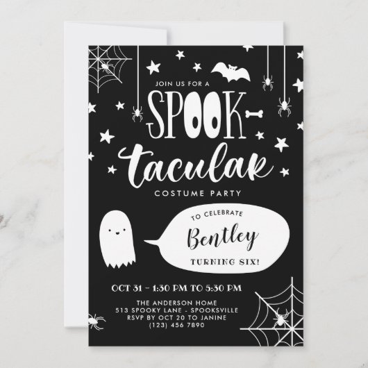 Cute Spooktacular Black Kinder Halloween Birthday Kaart (Voorkant)