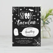 Cute Spooktacular Black Kinder Halloween Birthday Kaart (Staand voorkant)