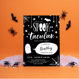 Cute Spooktacular Black Kinder Halloween Birthday Kaart