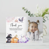 Cute Spooktacular Foto Verjaardagsfeestje  Bedankkaart (Staand voorkant)