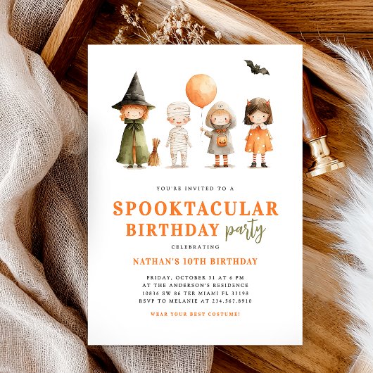 Cute Spooktacular Halloween Birthday Party Kaart