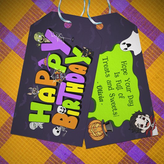 Cute Spooktacular Halloween Monster Happy Birthday Cadeaulabel