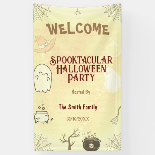 Cute Spooktacular Halloween Party Spandoek (Verticaal)