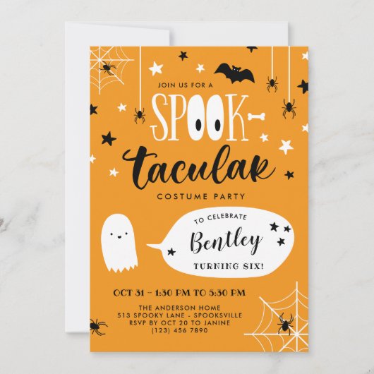 Cute Spooktacular Kinder Halloween Birthday Kaart (Voorkant)