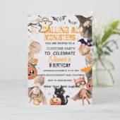 Cute Spooktacular Monster Kids Birthday Invition Kaart (Staand voorkant)