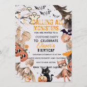 Cute Spooktacular Monster Kids Birthday Invition Kaart (Voorkant / Achterkant)