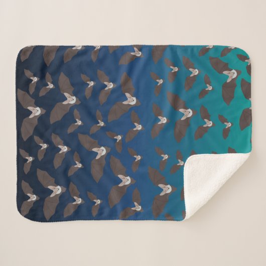 Cute Spooky Bat Pattern Sherpa Deken (Voorkant (horizontaal))