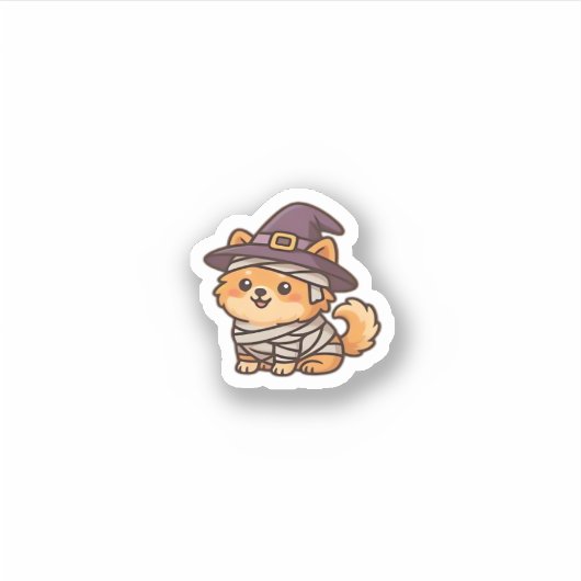 Cute Spooky Dog � Kawaii Halloween Puppy Classic T Sticker (Voorkant)