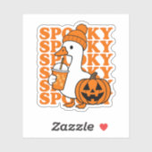 Cute Spooky Duck & Pumpkin Halloween Sticker (Vel)
