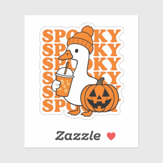Cute Spooky Duck & Pumpkin Halloween Sticker (Vel)
