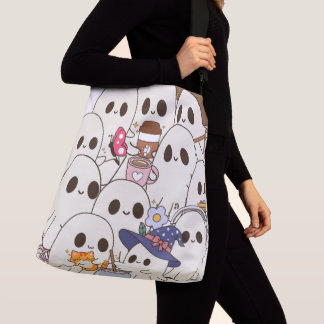 Cute Spooky Geesten Coffee & Kat Herfst Boodschapp Crossbody Tas